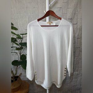 Michael Kors White Long Sleeve Batwing Knit Tunic, in Women’s Size XL